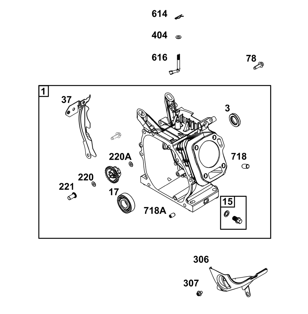 Cylinder Group Diagram and Parts List for 106232-0402-F1 100000 - 19Z999 Briggs and Stratton Engine